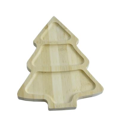 China Sustainable Reusable Bamboo Christmas Tree Food Dish Christmas Fruit Tray For Gift for sale