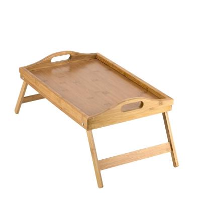 China Bamboo Foldable Serving Tray for Breakfast 100% Tray Bamboo Foldable Serving Tray Natural Wood Bamboo Breakfast Table with Pull Down Legs for sale