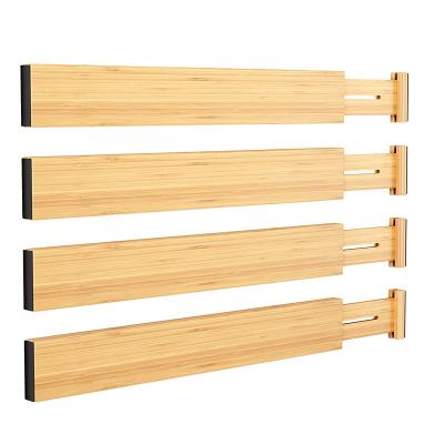 China Eco-Friendly Wooden Expandable Dividers Deep Bamboo Expanding Kitchen Drawer Origanizer Divider for sale