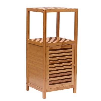 China 2 Tier Wooden Corner Cabinet Storage Shelf Eco-Friendly Bamboo Bathroom Cabinet for sale