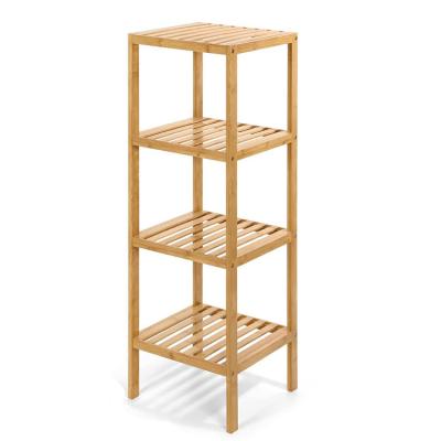 China Sustainable Multifunctional 4-Tier Storage Rack Bamboo Bathroom Shelf For Living Room And Bathroom for sale