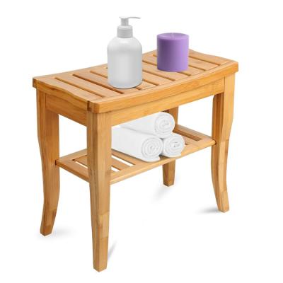 China Modern Eco-friendly Wooden Bath Seat Bamboo Shower Bench For Bathroom And Living Room for sale