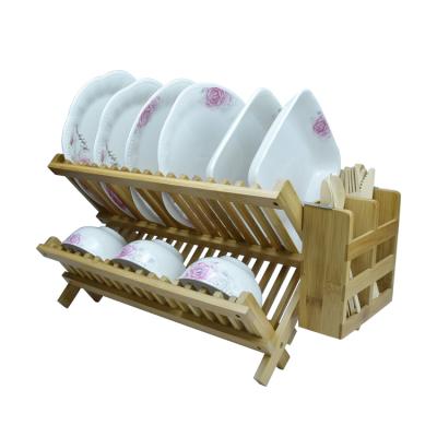 China Sustainable Eco-Friendly Foldable Bamboo Dish Drying Rack Dish Drying Rack for sale