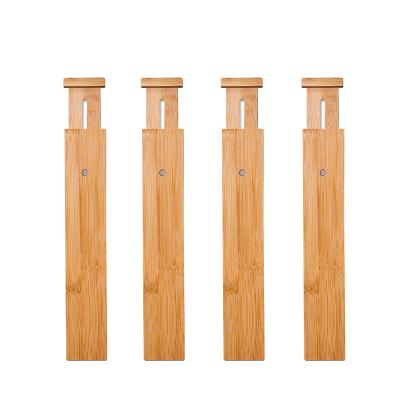 China 4pcs Adjustable Drawer Organizer Expandable Bamboo Wooden Organizer Dividers for sale