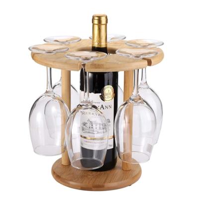 China Sustainable Bamboo Wooden Wine Bottle Rack Wine Rack With Glass Racks for sale