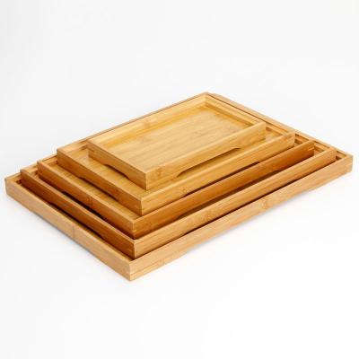 China Japanese Style 100% Bamboo Wooden Bread Serving Trays Eco-Friendly Hotel Sustainable Round Bamboo Food Tray for sale