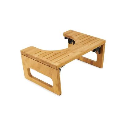 China Bamboo Wooden Foldable Bathroom Toilet Step Sneak Squatty Full Squat Portable Folding Seat Stool for sale