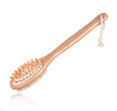 China High Quality Long Handle Boar Bristels Long Handle Bamboo Bath Brush With Massager for sale