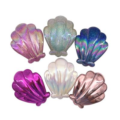 China Nondisposable Shell Shape Colorful Bling Plastic Detangling Hair Brush for sale