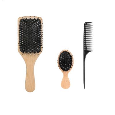 China Disposable Wooden Paddle Boar Hair Brush and Comb Set for sale