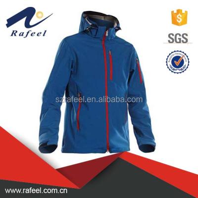 China Breathable Blue Breathable Softshell Men's Waterproof Jacket With Hood for sale