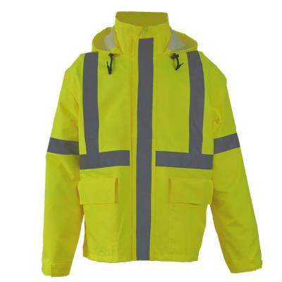 China Waterproof High Visibility Lightweight Safety Rain Jacket for sale