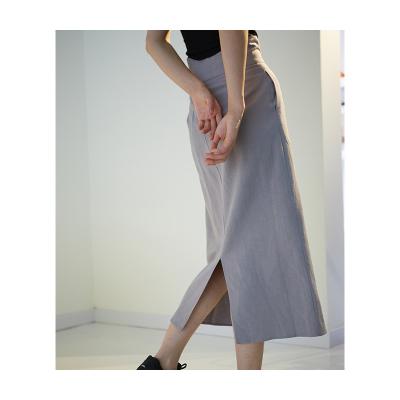 China 2021 breathable new fashion hot-selling loose plus size ladies silk and linen skirt for sale