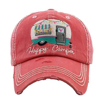 China JOINT 6 Panel Distressed Applique Vintage Dad Hat Embroidery Custom Heavy Washed Heavy Washed Baseball Cap for sale