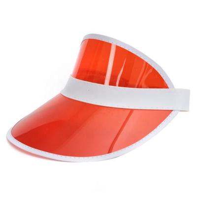 China breathable & Waterproof Customized 2021 Wholesale Printing PVC Plastic Transparent Hat UV Protection Sun Visor Hat for sale