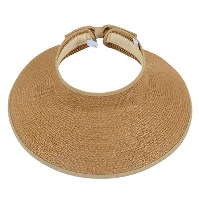 China New JOINT Women's Straw Sun Visor Summer Beach Wide Rolled Hat UPF Packable Brim UV Foldable Travel for sale