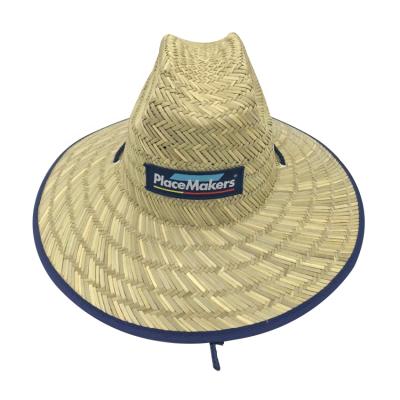 China Wholesale Custom Natural Grass Straw Hat Logo Straw Hat Beach Lifeguard Men America Character Amazon Style for sale