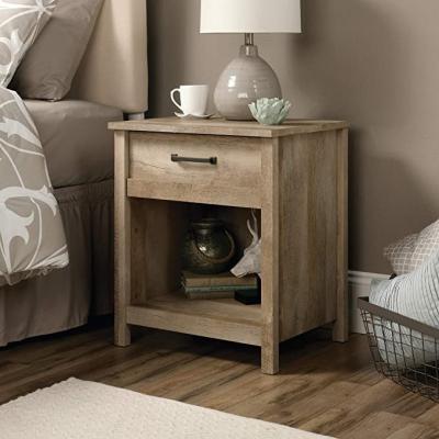 China Durable Contemporary Solid Wooden Nightstand Bedside Table Cabinet Rectangle Oak Wood For With Drawer Living Room for sale