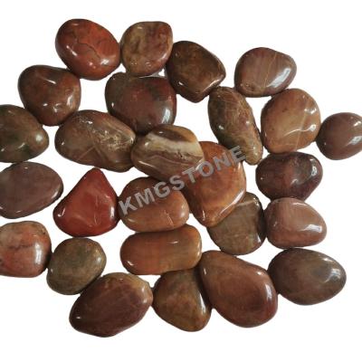 China Modern Popular Natural Stone Polished Round Garden Color Pebble Mixed Stone For Outdoor Garden Landscape Decoration for sale