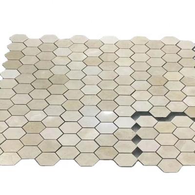 China Carrara modern white hexagon tile pieces tile mosaic backsplash kitchen mozaic tile with high quality for sale