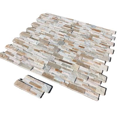 China Modern Yellow Quartz Stacked Cladding Texture Natural Culture Stone For Decorative Exterior Wall for sale