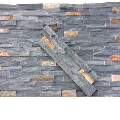 China Modern Cheap Gray Black Wall Cladding Bonded Cultured Slate Stone for sale