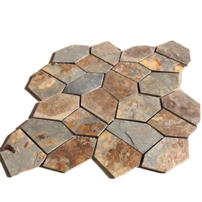 China Modern Popular Natural Net Random Rustic Culture Irregular Shaped Stone Stone Links Slate Veneer For Outdoor Paving for sale