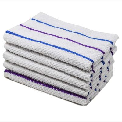 China Sustainable Reusable White Cotton Purple 100% Super Absorbent Super Absorbent Cleaning Cloth for sale