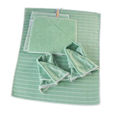 China 5 Pack Green Viable Reusable Kitchen Microfiber Strong Water Absorption Cleaning Cloth Microfiber Cloth for sale