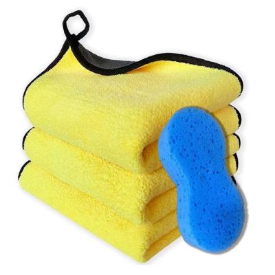 China Sustainable Auto Super Thick Microfiber 3 Water Absorbing Car Wash Cleaning Cloth for sale