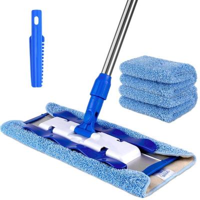 China Durable Professional Microfiber and Stainless Steel Reusable Protective Handle Water Absorption Mop Strong Set for sale