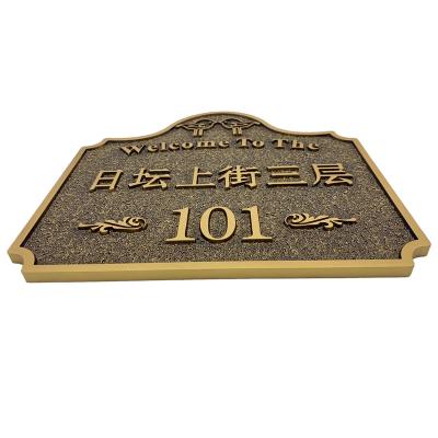 China Other Custom Tabletop Metal Engraved Artwork Figure Figure Sculpture Relief Bronze Metal Embossed House Number for sale