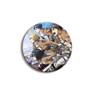 China Tin Attack on Titan Anime Tinplate Spring Rod Brooch Pin Pendant 5.8cm HD Graphics Support Customization for sale