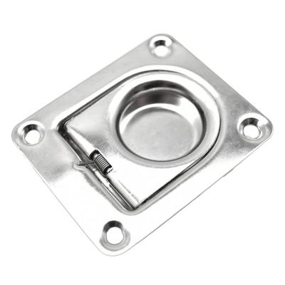 China Stainless Steel Recessed Spring Flush Lift Ring 56x66mm Rectangular Hardware Marine Fittings For Boat Hatch for sale