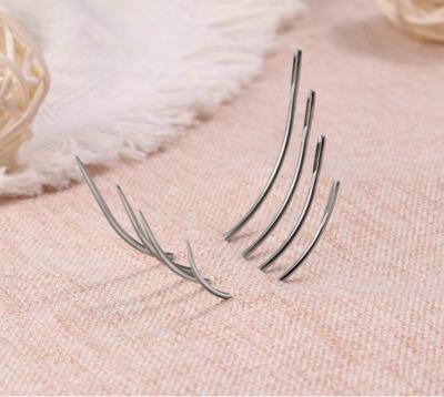 China 25pcs C Style Handmade Sewing Weaving Needle For Weft Type Curved Thread Salon Hair Extension Tools Weave Sewing Weaving Needle for sale