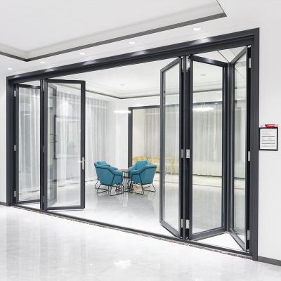 China French Commercial Folding Aluminum Glass Door Thermal Insulation Bulk Order Style Exterior Glass Door for sale