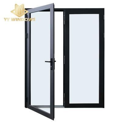 China Luxury Interior Windproof Tempered Glass Simple Design Casement Aluminum Door For Home for sale