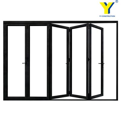 China Waterproof Hurricane Water Proof Aluminum Double Glass Exterior Bi Folding Doors for sale