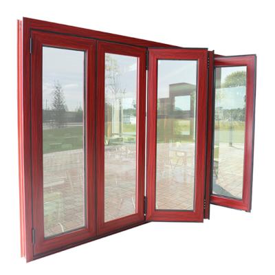 China Folding Screen Waterproof Soundproof Aluminum Profiles Tempered Glass Bi-fold Folding Balcony Window for sale