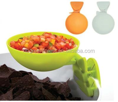 China Disposable Mini Plastic Dip Clip Dip Dish , Plastic Bowl With Clip for sale