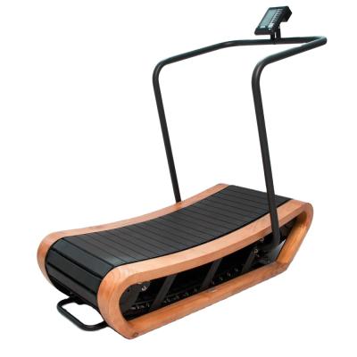 China Home Manufactures Hot Selling Unmotorized Heavy Duty Wooden Running Fitness Equipment Machine Manual Curved Treadmill for sale