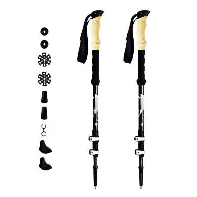 China Adjustable Folding Canes Shape Duralumin 7075 Trekking Pole Carbon Fiber Wholesale Wood Folding Trekking Poles for sale