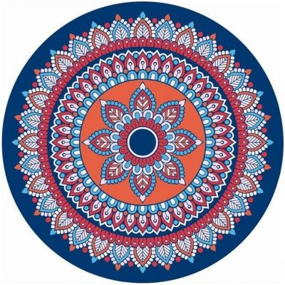 China Travel waterproof promotional custom color printing professional OEM manufacturer printed eco natural rubber round PU yoga mat for sale