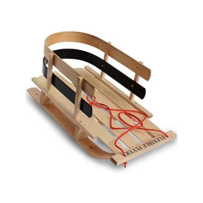 China Eco-Friendly Snow Folding Wooden Horned Sled With Backrest Handle Toboggan Slide Boat Board Skiing Outdoor Sports for sale