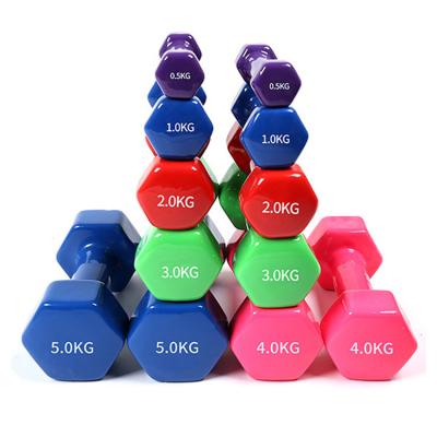 China Wholesale High Quality Universal Fitness Rubber Small Hex Yoga Home Color 0.5kg 1kg 2 Kg 3kg Cheap Gym Dumbbells for sale