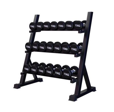 China Eco-friendly Adjustable Three Tier Weights Hex Equipment Fitness Dumbbell Gym Set Storage Rack Dumbell Rack 3 Tiers for sale