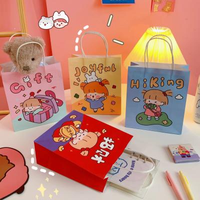 China Environmentally Friendly Dropshipping Recyclable Tote Bag Girl Cartoon Paper Craft Bag Shopping Gift Packaging for sale