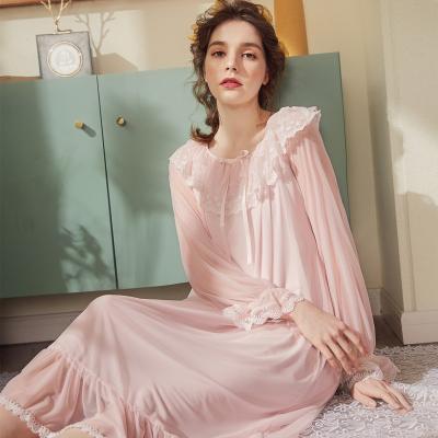 China 2020 Spring New Style Princess Pajamas Long Sleeve Sleepwear Breathable Court Retro Nightgown for sale