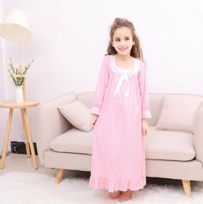 China Kids Princess Pajamas Dress White Thermal Pink Lace for Daughter and Mom Family Homewear Clothings for sale