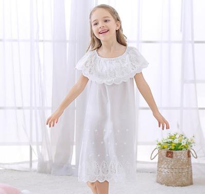 China 2020 New Product Little Girls Thermal Kids Customize Embroidery White Pajamas Cotton Sleepwear for sale